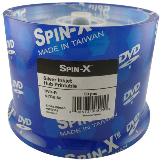 Spin-X Discontinued Spin-X 8X DVD-R 4.7GB Silver Inkjet Hub [Discontinued]